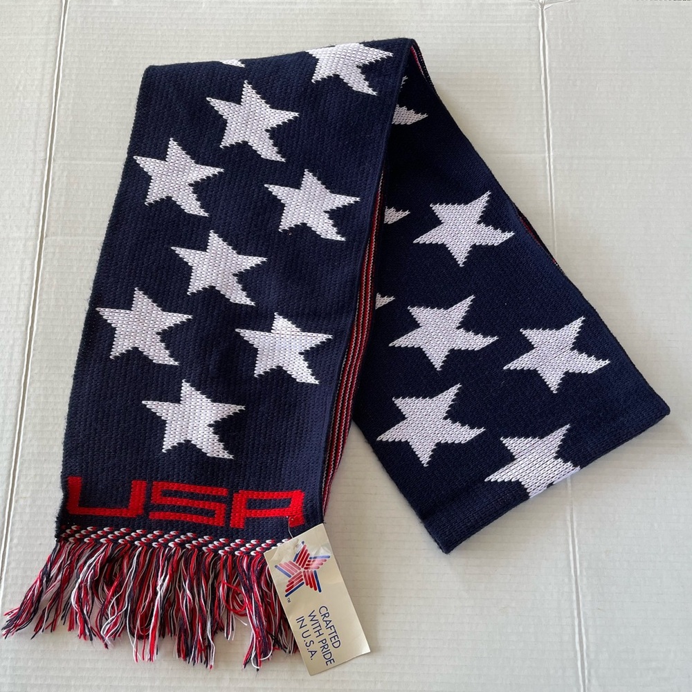 Knitmakers USA Red White and Blue Patriotic Acrylic Scarf